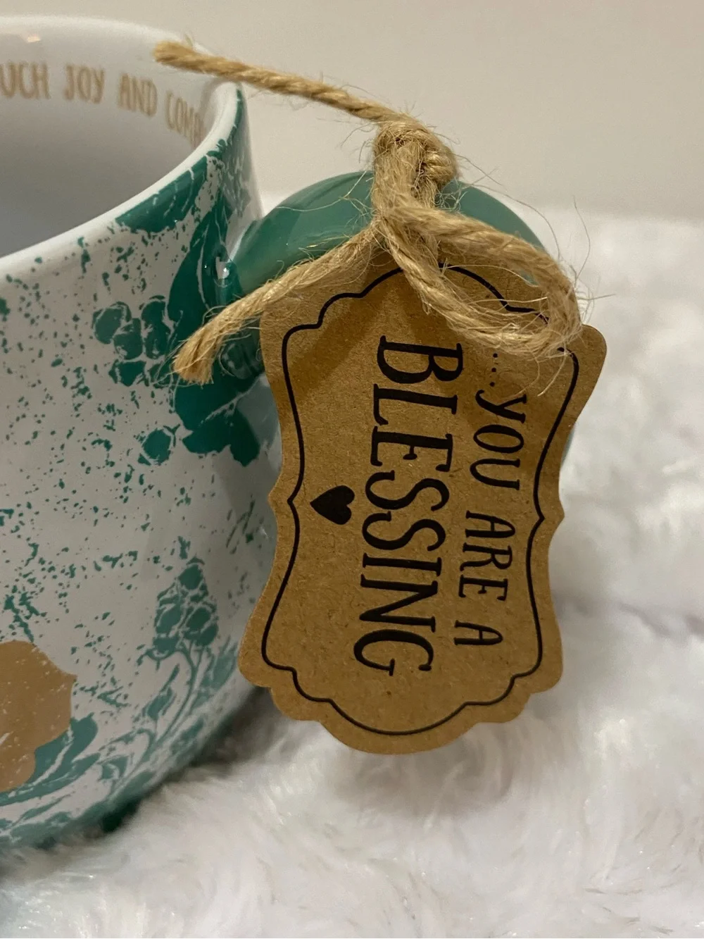 🆕You Are A Blessing Ceramic Mug in Teal & White with Verse inside Mug - NIB